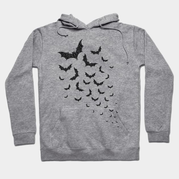 Swirly Bat Swarm Hoodie by VectorInk